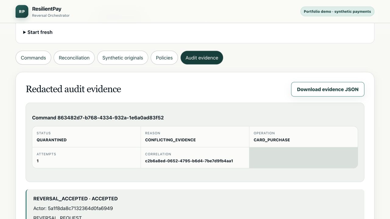 ResilientPay interface detail 2