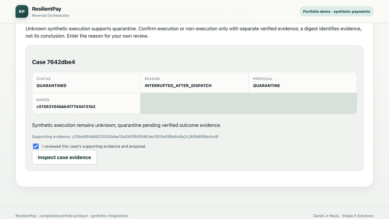 ResilientPay interface detail 1
